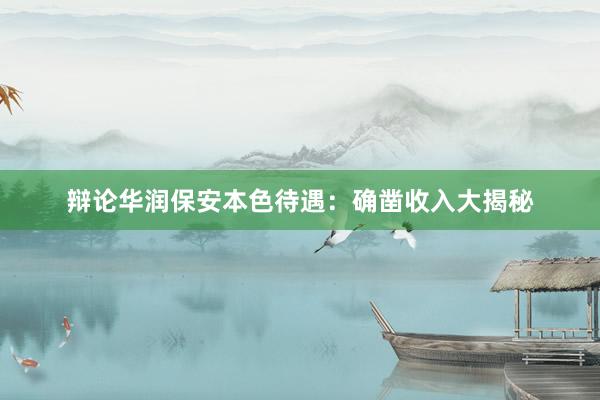辩论华润保安本色待遇：确凿收入大揭秘